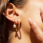 Pearl Drop Huggie Earrings