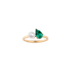 Pearl Toi et Moi Ring - Green Emerald Vermeil Yellow Gold First