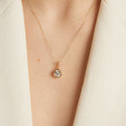 Round Lab Grown White Sapphire Bezel Pendant