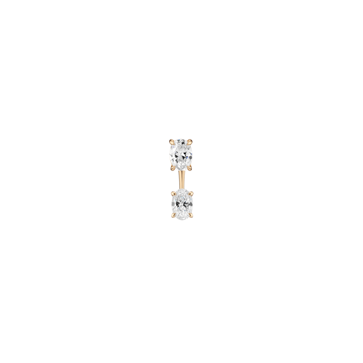 Lab Grown Diamond Ear Jacket 14k Yellow Gold 1ct Oval Top 0.5ct Oval Bottom