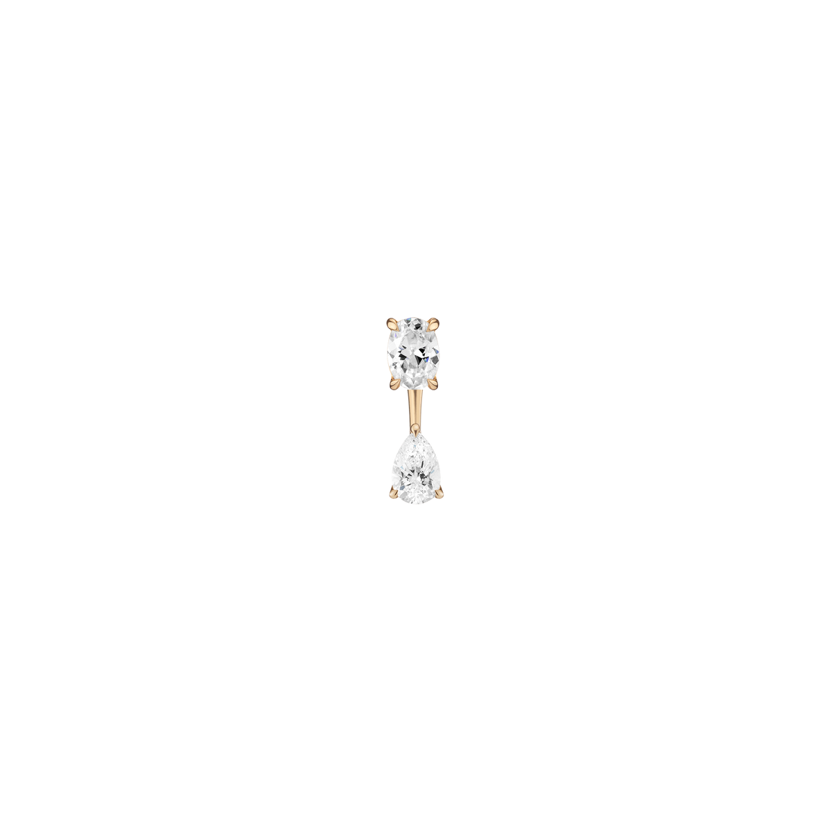 Lab Grown Diamond Ear Jacket 14k Yellow Gold 1ct Oval Top 0.5ct Pear Bottom