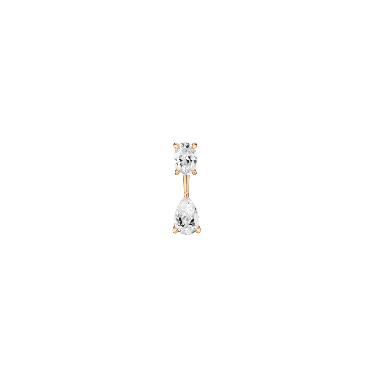 Lab Grown Diamond Ear Jacket 14k Yellow Gold 1ct Oval Top 1ct Pear Bottom