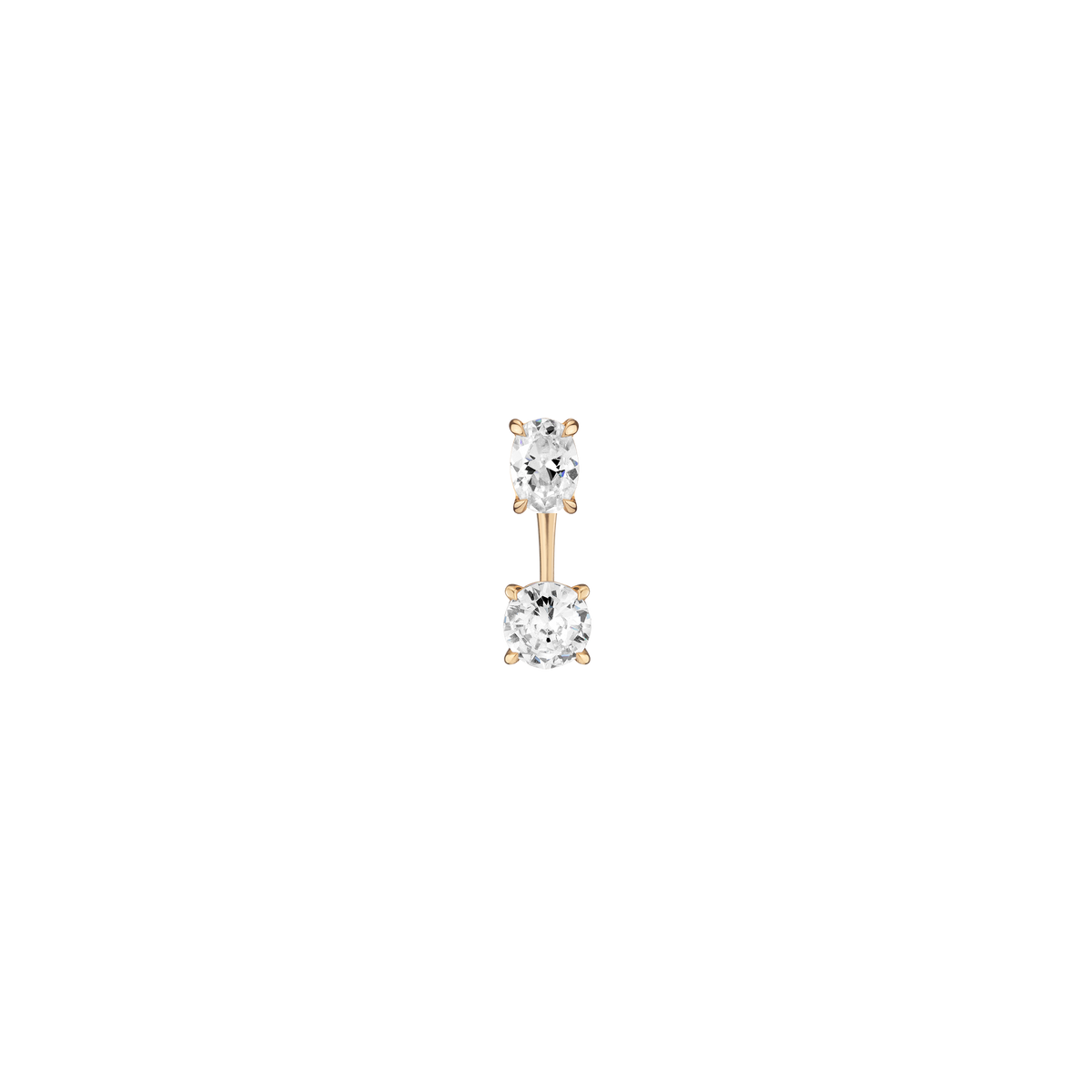 Lab Grown Diamond Ear Jacket 14k Yellow Gold 1ct Oval Top 1ct Round Bottom