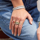 Lab Grown Green Emerald Baguette Eternity Ring