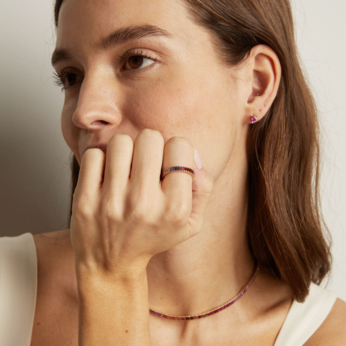 Pink Ombré Baguette Eternity Ring