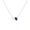 Pearl Toi et Moi Necklace Vermeil 14k 18k Rose Gold Blue Sapphire First