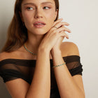 Lab Grown White Sapphire and Green Emerald Alternating Tennis Bracelet