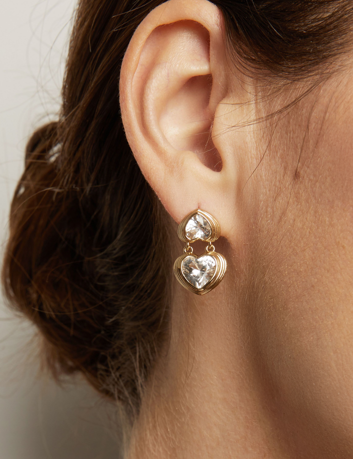 Radiant Heart Art Deco Drop Earrings