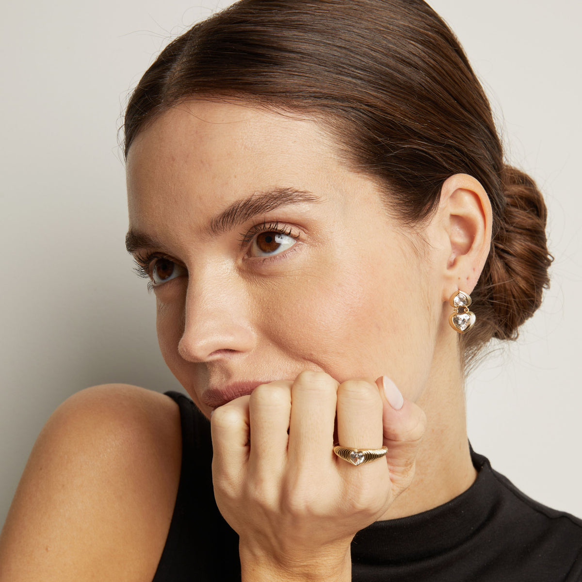 Radiant Heart Art Deco Drop Earrings