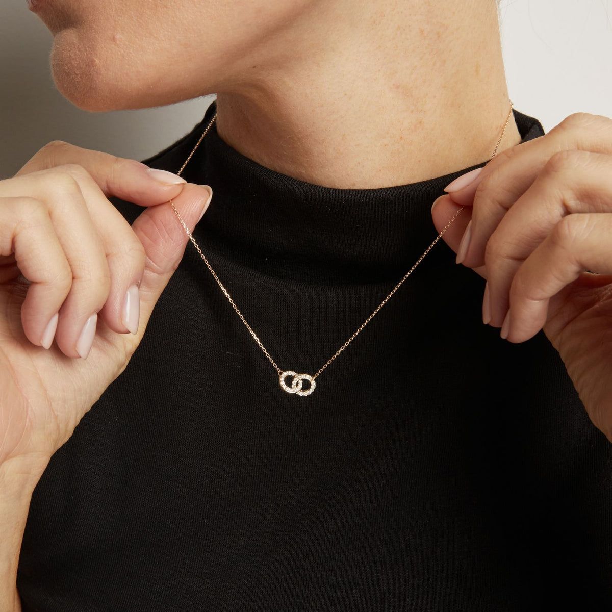 Double Lab Grown White Sapphire Connection Necklace
