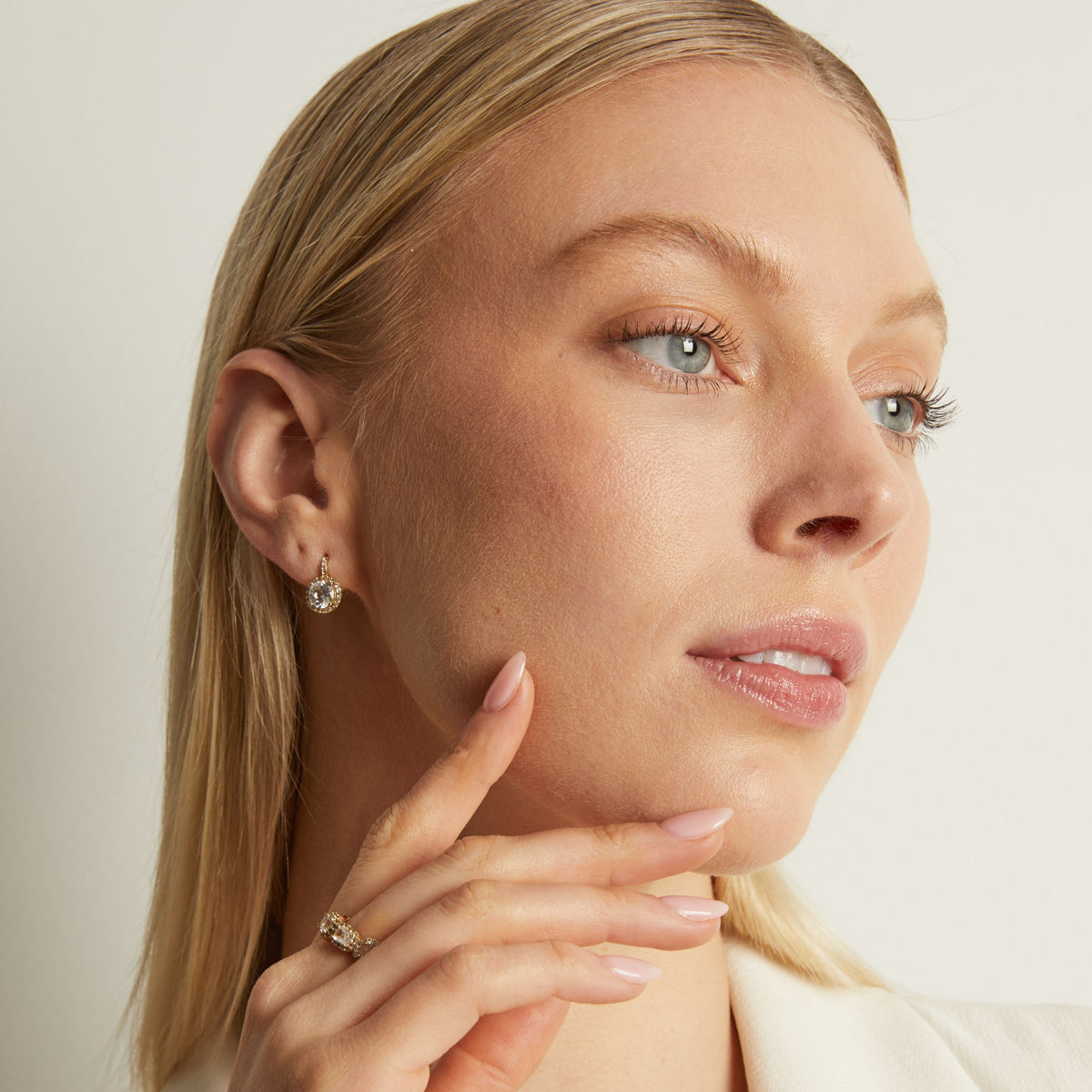 Lab Grown White Sapphire Edwardian Earrings