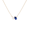 Pearl Toi et Moi Necklace Vermeil 14k 18k Yellow Gold Blue Sapphire First