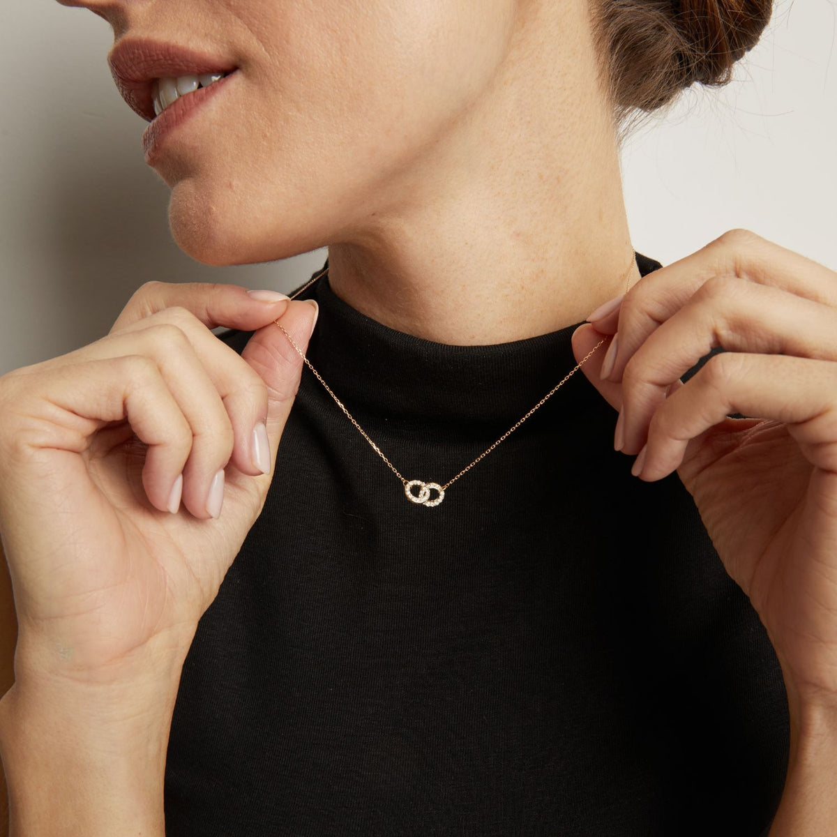 Double Lab Grown White Sapphire Connection Necklace