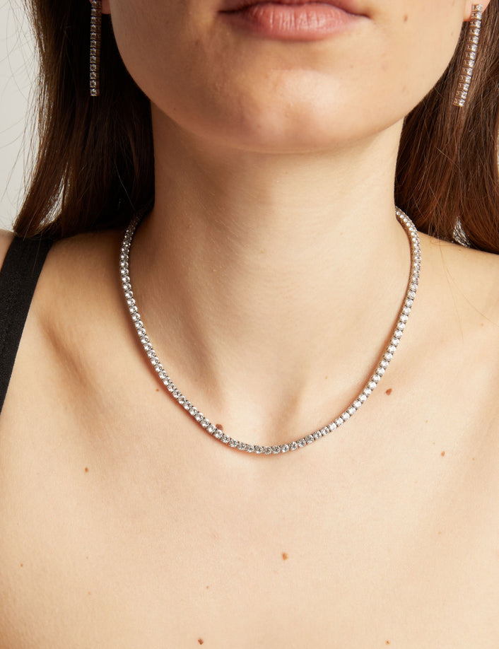 Unbreakable Lab Grown White Sapphire Tennis Necklace