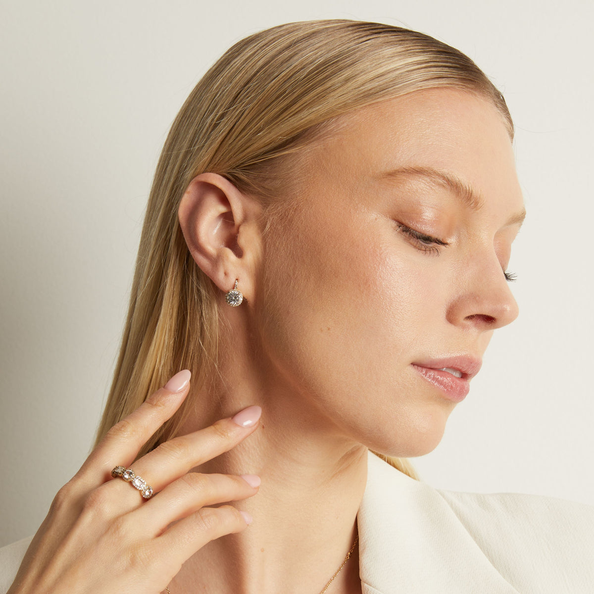 Lab Grown White Sapphire Edwardian Earrings