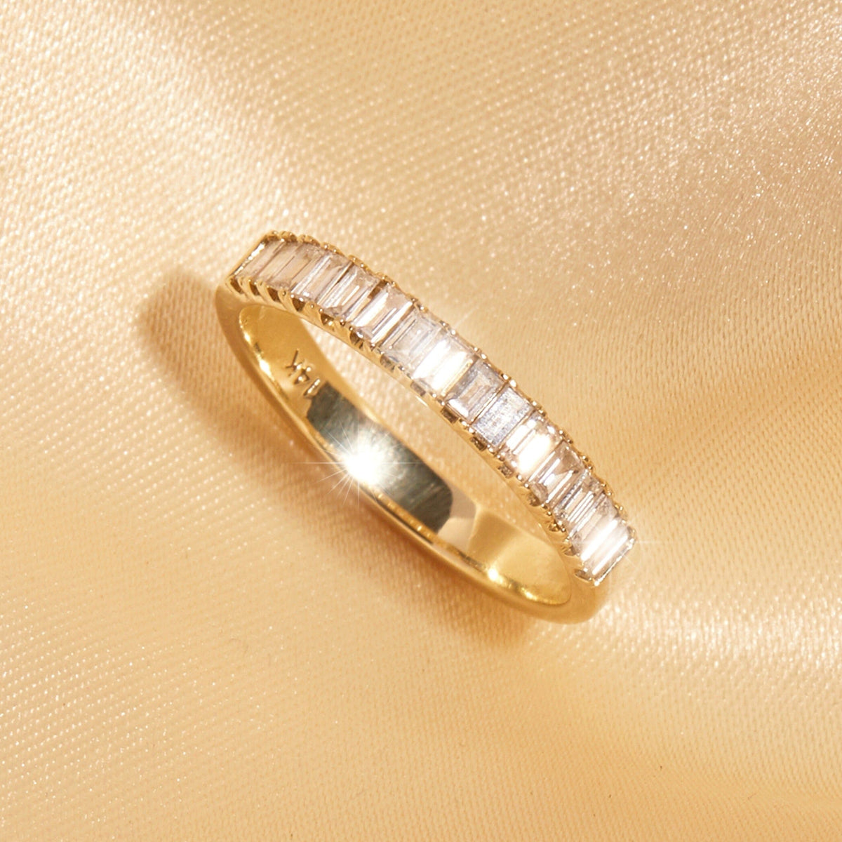Bold Half Diamond Baguette Ring