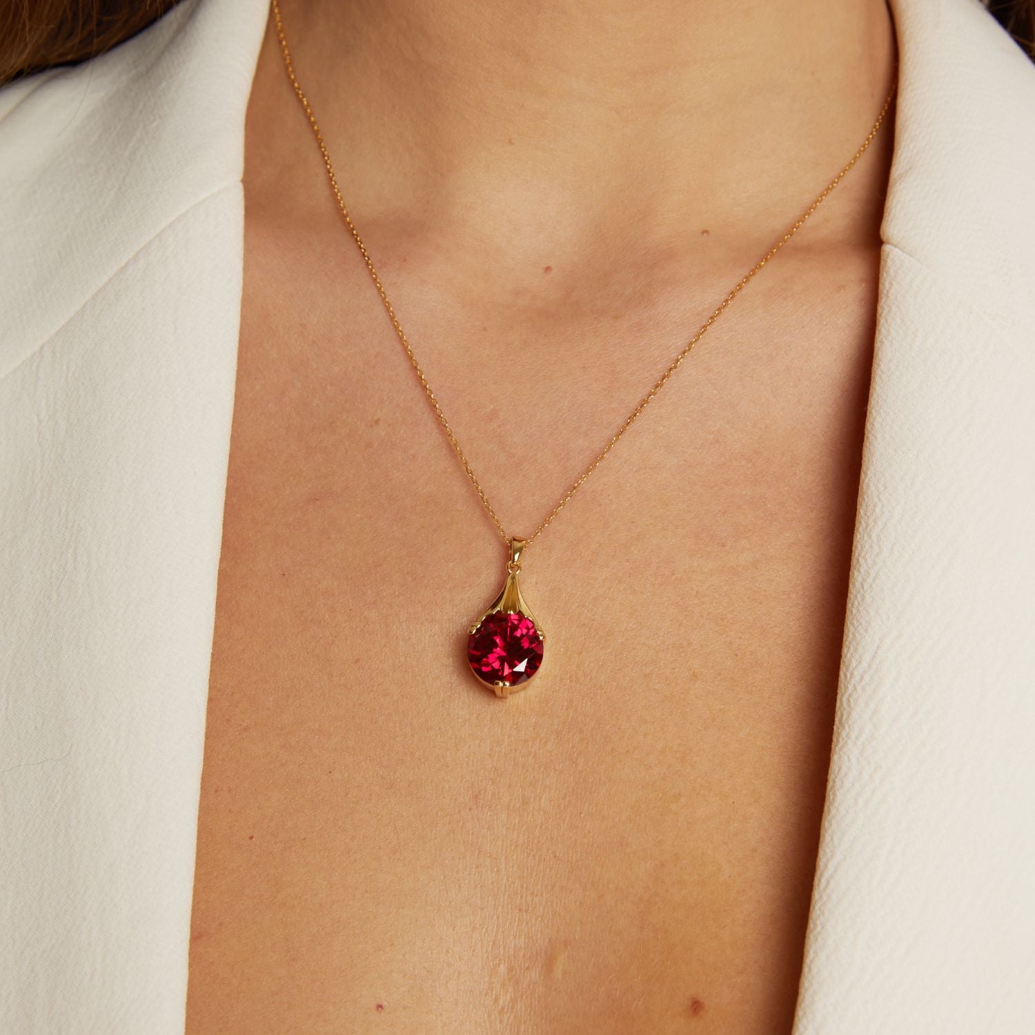 The Oma Lab Grown Red Ruby Necklace