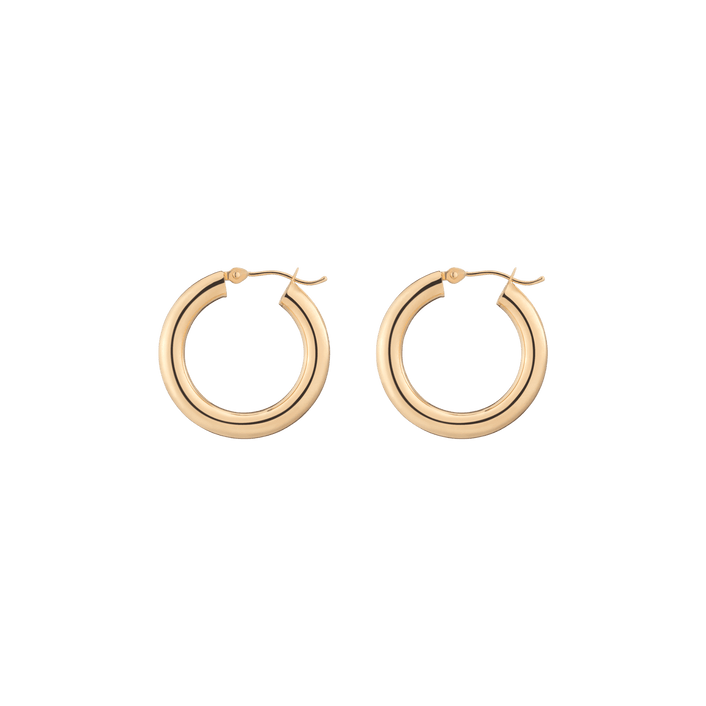 Gold Hoop Earrings - 4mm 14k Yellow Gold Pair Single 25mm