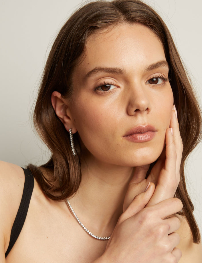 Unbreakable Lab Grown White Sapphire Tennis Earrings