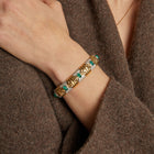 Vintage Diamond and Green Emerald Gold Cuff Bracelet