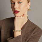 Vintage Diamond and Green Emerald Gold Cuff Bracelet