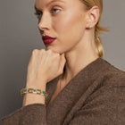 Vintage Diamond and Green Emerald Gold Cuff Bracelet
