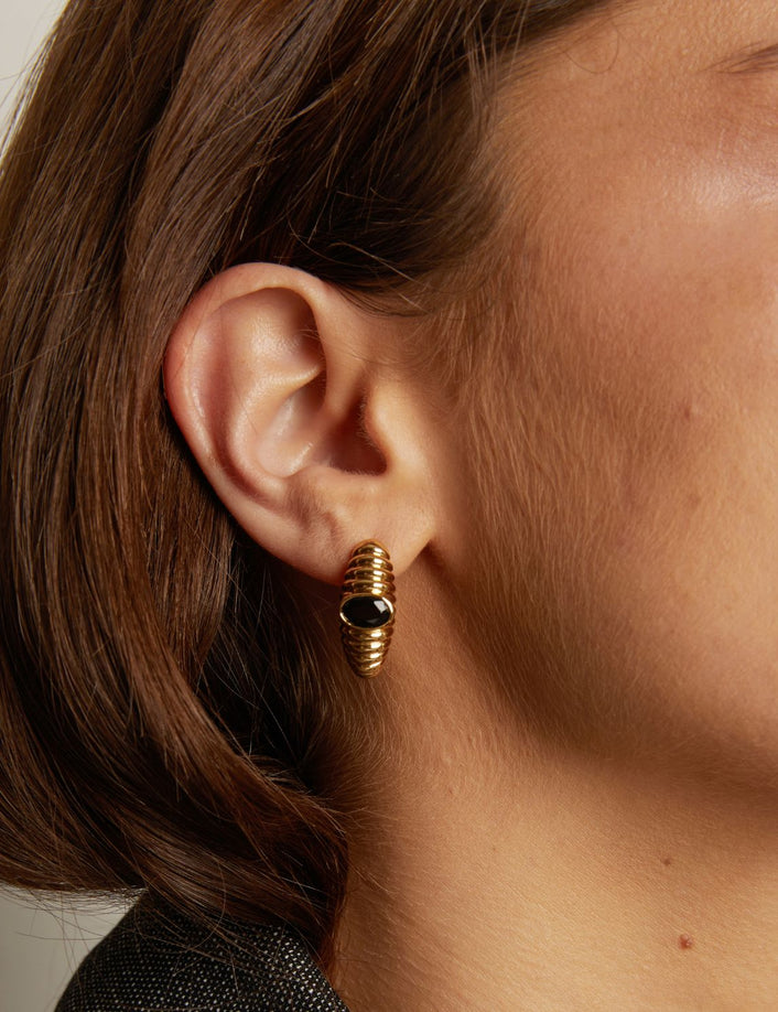 Lab Grown Black Sapphire Art Deco Earrings