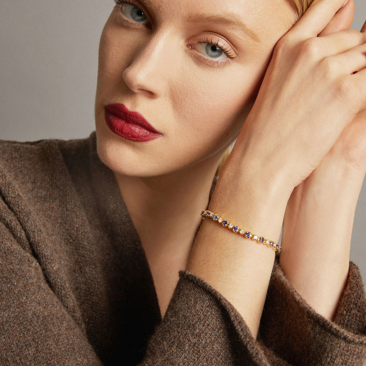 Vintage Diamond and Blue Sapphire Tennis Bracelet