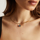 Lab Grown Aquamarine Oval Pendant Collar Necklace