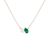 Pearl Toi et Moi Necklace Vermeil 14k 18k Rose Gold Green Emerald First