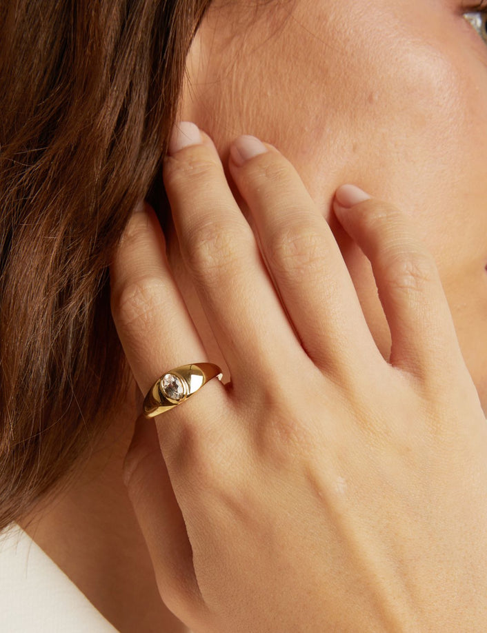 Chunky Lab Grown White Sapphire Oval Ring