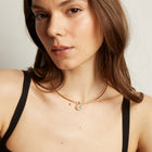 Lab Grown Aquamarine Oval Pendant Collar Necklace