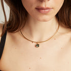 Lab Grown Green Sapphire Oval Pendant Collar Necklace