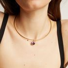 Lab Grown Amethyst Oval Pendant Collar Necklace