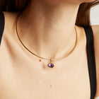 Lab Grown Amethyst Oval Pendant Collar Necklace