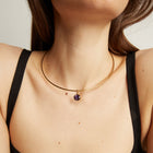 Lab Grown Amethyst Oval Pendant Collar Necklace