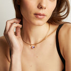 Lab Grown Amethyst Oval Pendant Collar Necklace