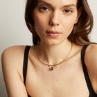 Lab Grown Amethyst Oval Pendant Collar Necklace