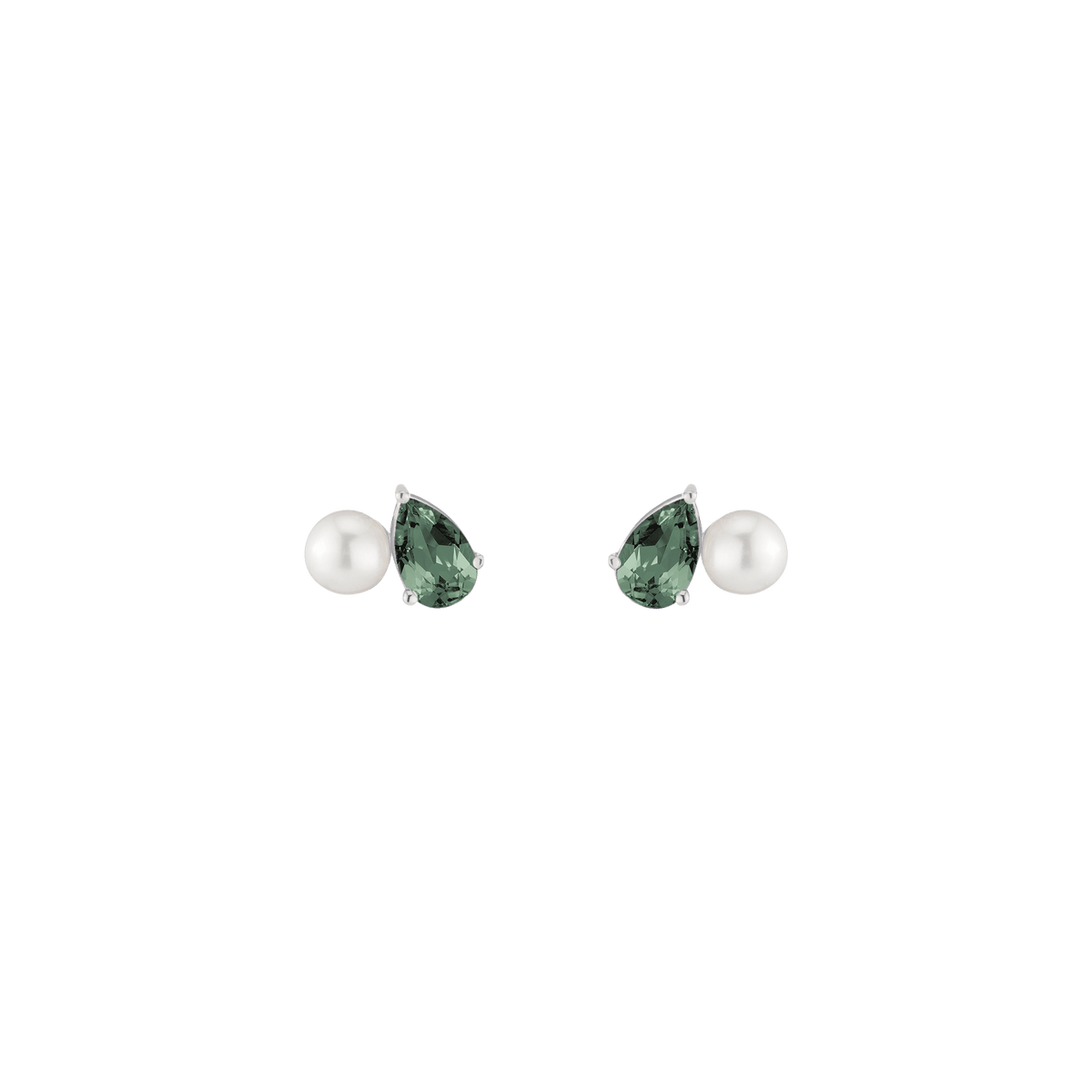 Pearl Toi et Moi Earrings Vermeil 14k 18k White Gold Green Tourmaline