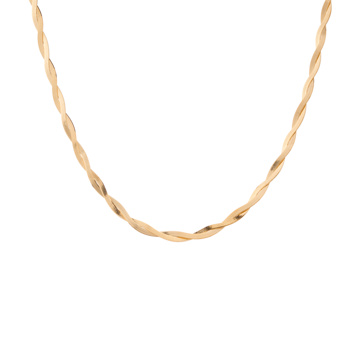 Herringbone Twist Necklace Vermeil Yellow Gold 16in 18in First