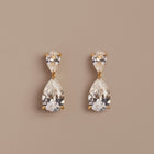 Lab Grown White Sapphire Pear Drop Earrings