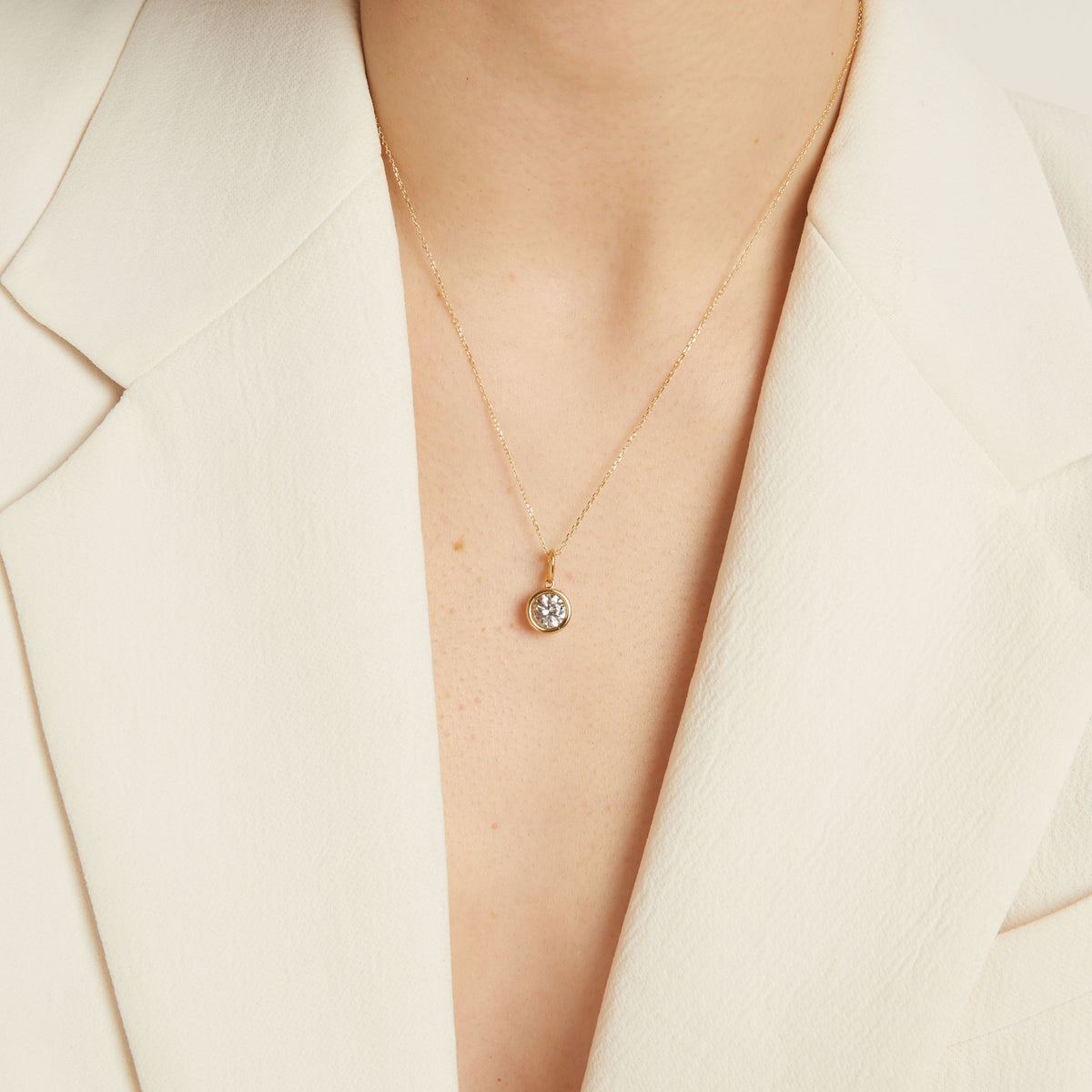Round Lab Grown Diamond Bezel Pendant
