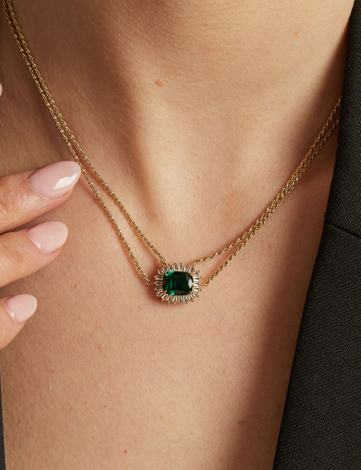 Lab Grown Green Emerald Alexandra Necklace