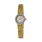 Vintage Gubelin 2ct Diamond Bezel Gold Watch