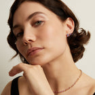 Lab Grown Purple Amethyst Mosaic Stud Earrings