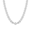 Lab Grown White Sapphire Three Layered Tennis Necklace Vermeil White Gold 15in First