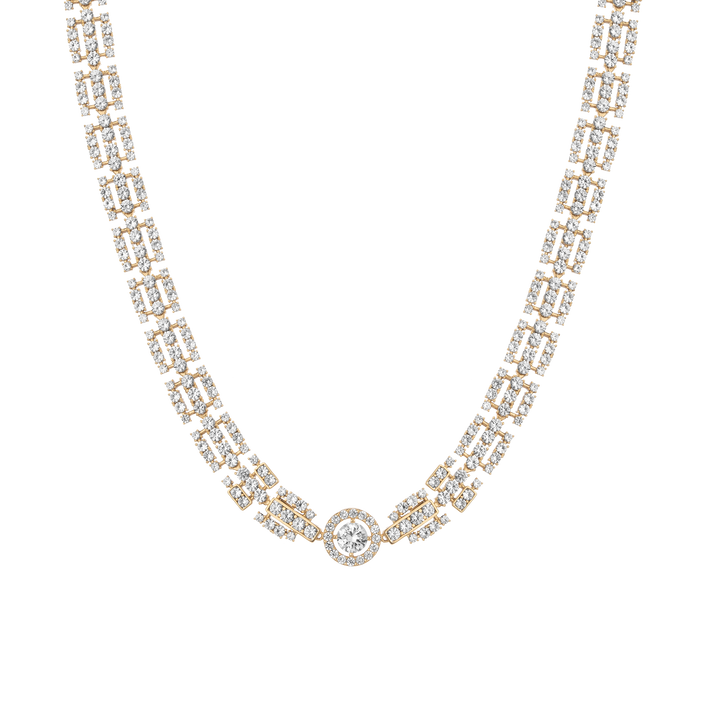 Lab Grown White Sapphire Three Layered Tennis Necklace