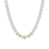 Lab Grown White Sapphire Three Layered Tennis Necklace Vermeil Yellow Gold 15in First