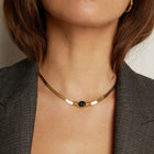 Lab Grown Black Sapphire Art Deco Herringbone Necklace