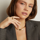 Lab Grown Black Sapphire Art Deco Herringbone Necklace